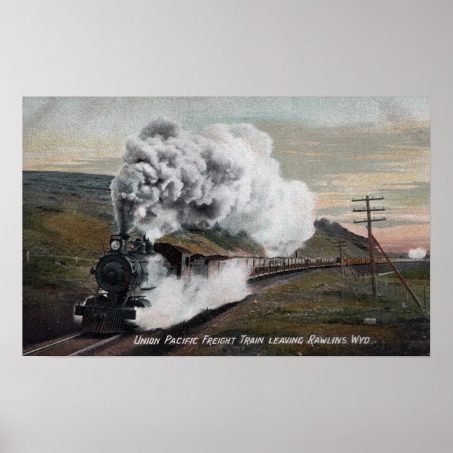 Poster Vue du train de marchandises Union Pacifique (Devant)