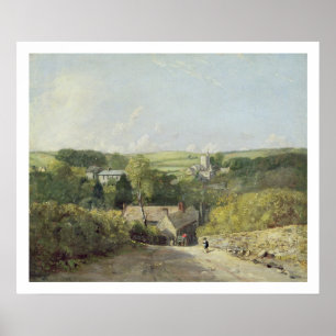 Poster Vue du village d'Osmington avec l'église et Vi