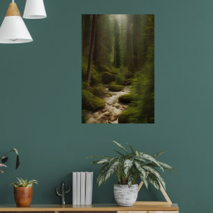 Poster Vue d'un flux de forêt