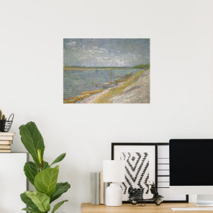 Poster Vue d'une rivière avec des bateaux à rames par Vin