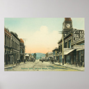 Poster Vue d'une rue d'affairesSan Luis Obispo, CA