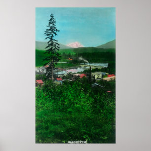 Poster Vue éloignée du pic glaciaire et de la ville