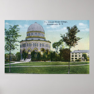 Poster Vue extérieure de bibliothèque universitaire des