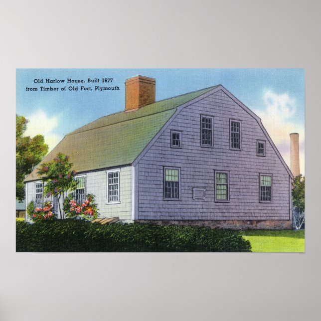 Poster Vue extérieure de la maison Old Harlow (Devant)