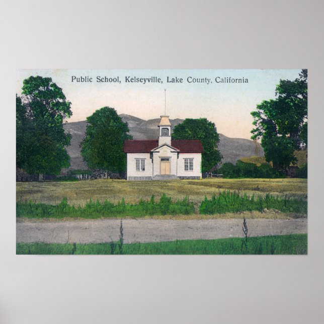 Poster Vue extérieure de l'école publique (Devant)