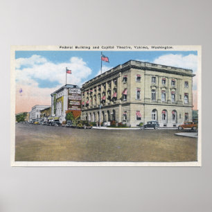 Poster Vue extérieure du bâtiment fédéral, théâtre Capito