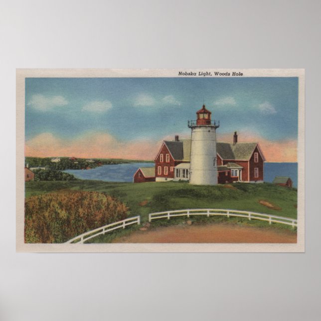 Poster Vue extérieure du phare de Nobska (Devant)