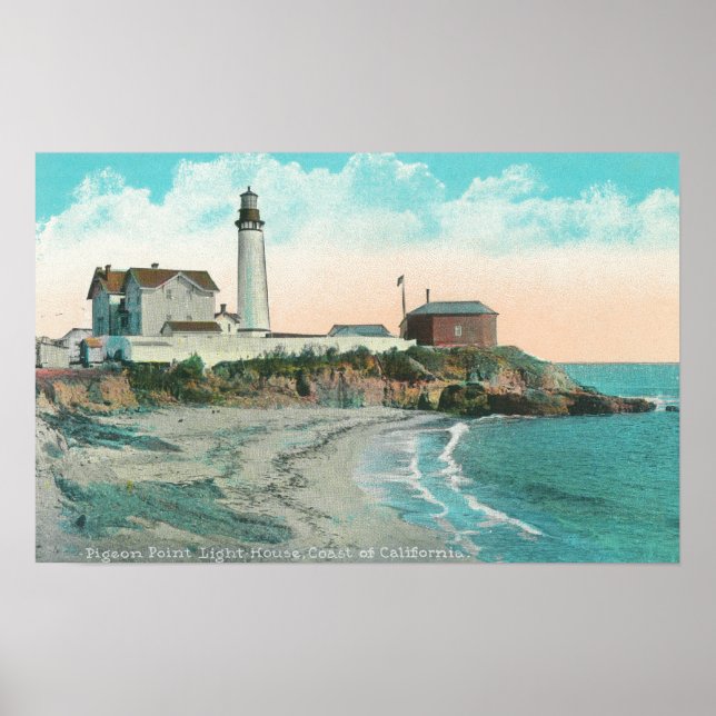 Poster Vue extérieure du phare de Pigeon Point (Devant)