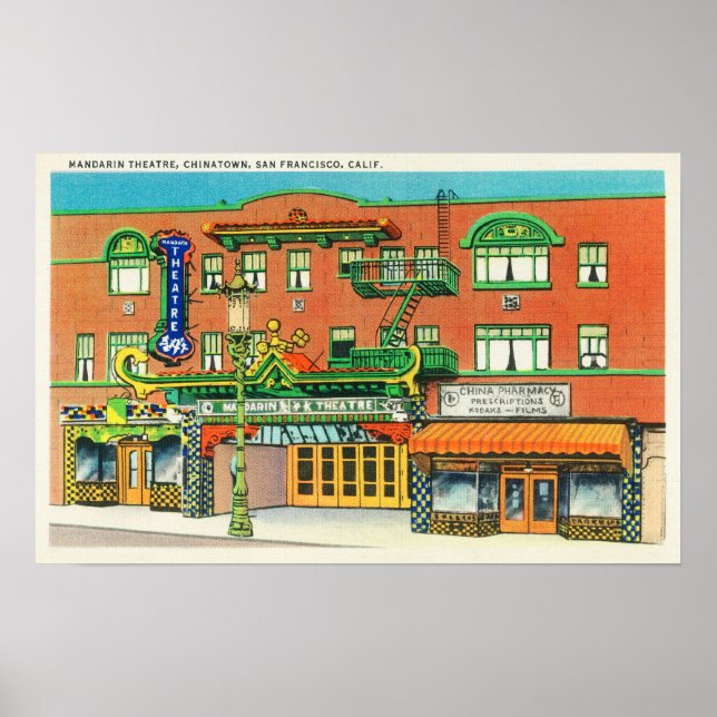 Poster Vue extérieure du théâtre Mandarin, (Devant)