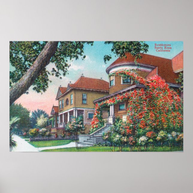 Poster Vue extérieure d'une résidence typique (Devant)