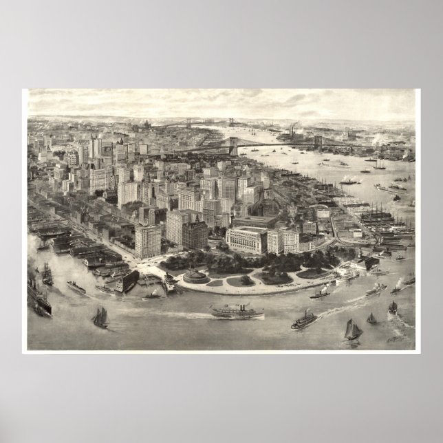 Poster Vue Extraordinaire de New York en 1905 (Devant)