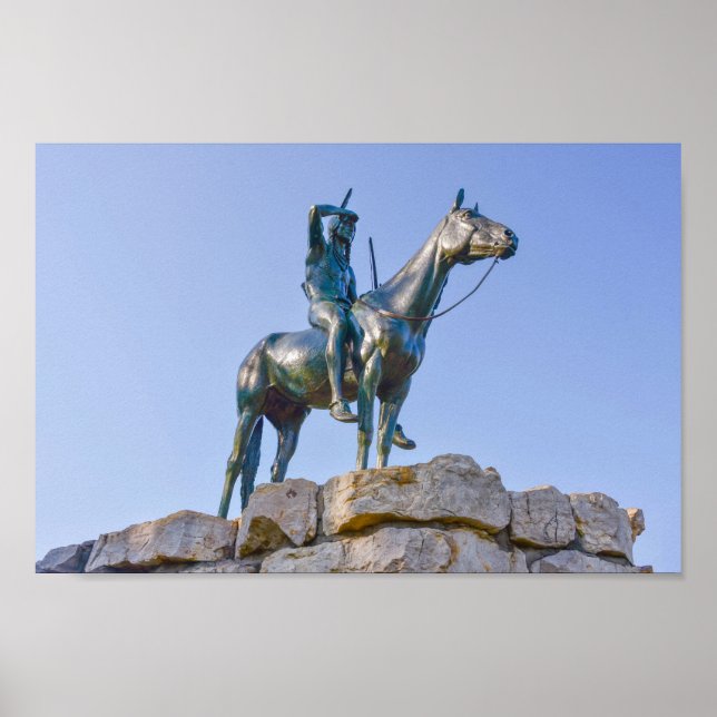 Poster Vue frontale de la statue du scout, Kansas City, M (Devant)