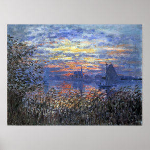 Poster Vue marine avec un coucher de soleil par Claude Mo