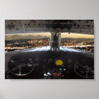 Vue nocturne du poste de pilotage DC3