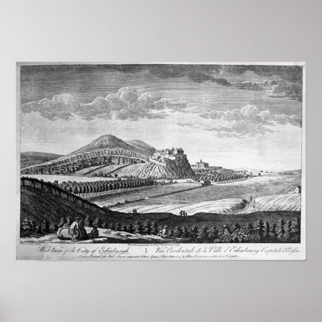 Poster Vue ouest de la ville d'Édimbourg, 1753 (Devant)