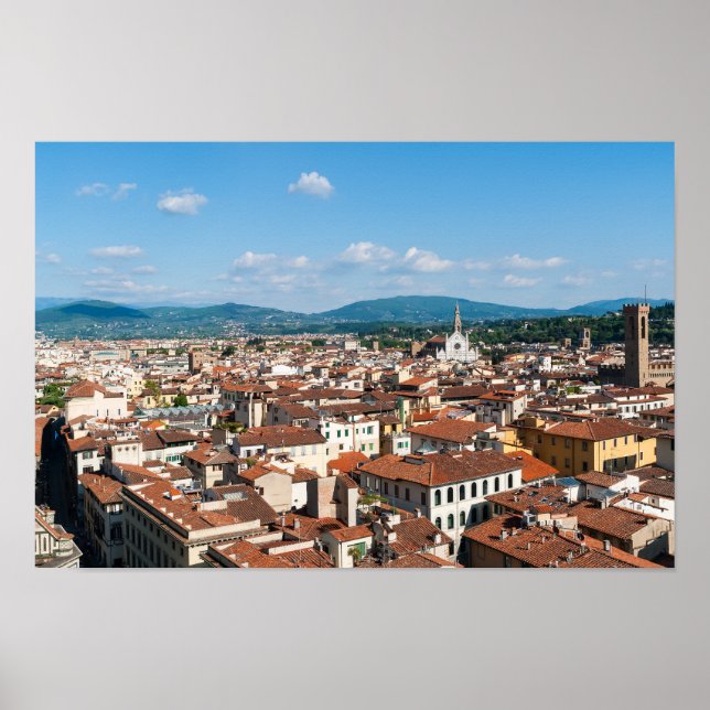 Poster Vue panoramique aérienne de Florence - Toscane, It (Devant)