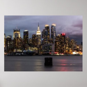 Poster Vue panoramique de début de soirée de Manhattan