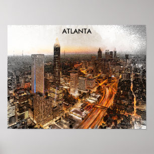 Poster Vue panoramique de la ligne aérienne Atlanta Georg