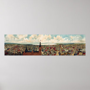 Poster Vue panoramique de Milwaukee Wisconsin