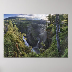 Poster Vue panoramique en soirée - Hordaland, Norvège