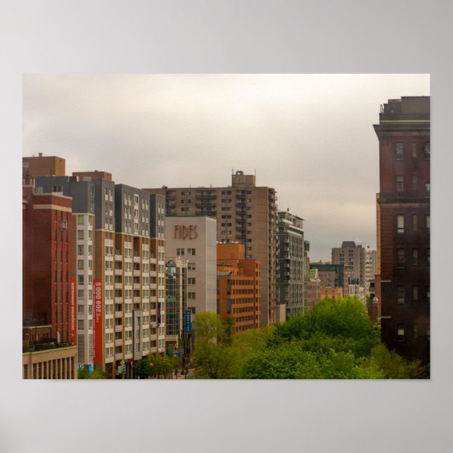 Poster Vue pittoresque des bâtiments à Montréal, Canada (Devant)