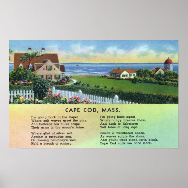 Poster Vue pittoresque des maisons avec un poème (Devant)