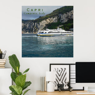 Poster Vue pittoresque du bateau à passagers à Capri Ital