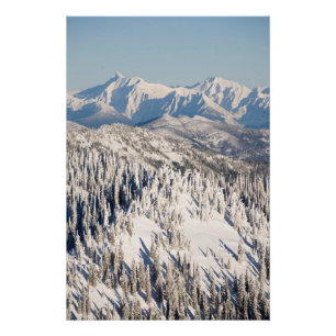 Poster Vue Pittoresque sur les montagnes et les arbres de