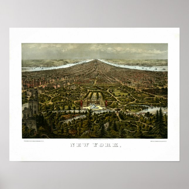 Poster Vue plongeante de New York avec Central Park (Devant)