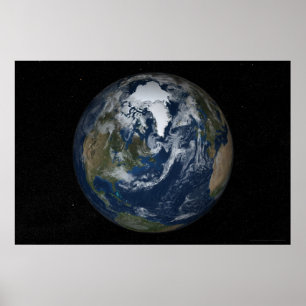 Poster Vue polaire nord terrestre 78x52 (60x40)