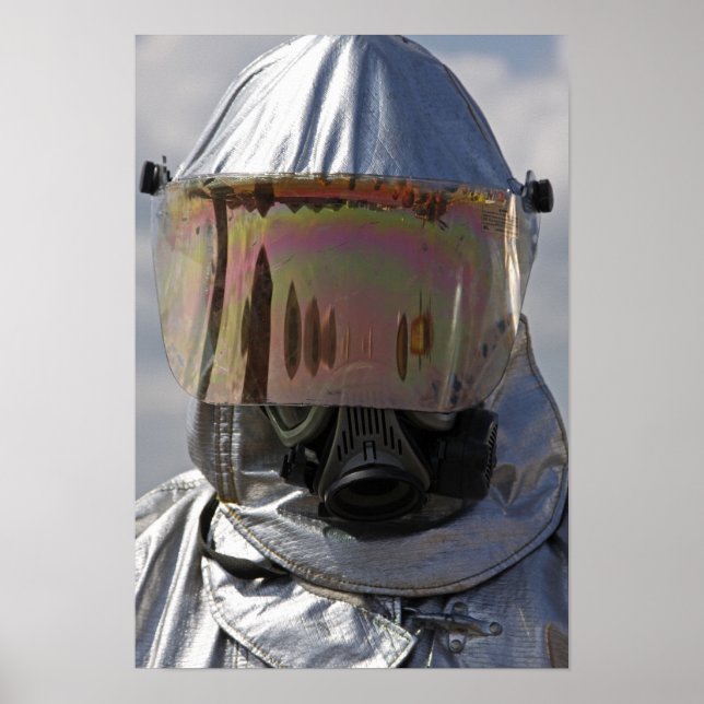 Poster Vue rapprochée d'un pompier (Devant)