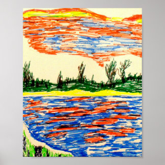 Poster : Vue réfléchie du ciel et de la mer.