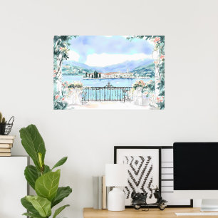 Poster Vue romantique du lac de Côme