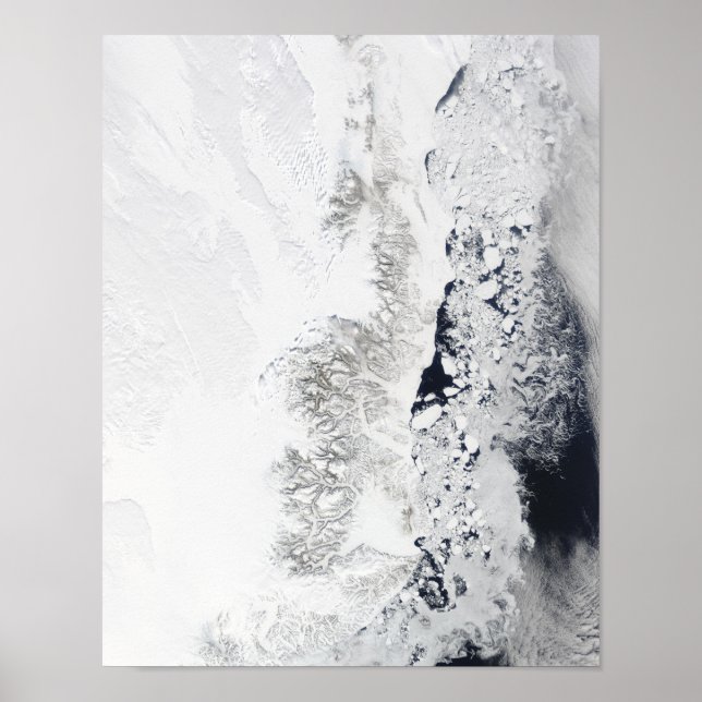 Poster Vue satellite de la côte est de Greenlan (Devant)