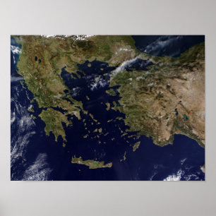 Poster Vue satellite de la Grèce et de la Turquie