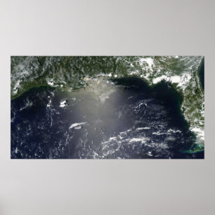 Poster Vue satellite des fuites d'huile