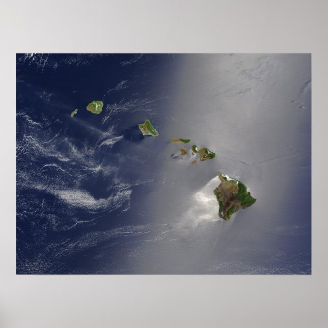 Poster Vue satellite des îles Hawaii (Devant)