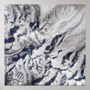 Poster Vue satellite d'un glacier himalayen