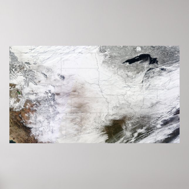 Poster Vue satellite d'une énorme tempête d'hiver au-dess (Devant)