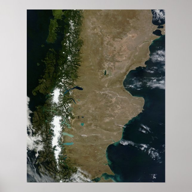 Poster Vue satellite sur la Patagonie (Devant)