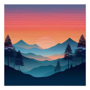 Poster Vue Serene Mountain Sunset