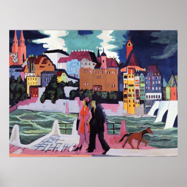 Poster Vue sur Bâle et le Rhin (Devant)