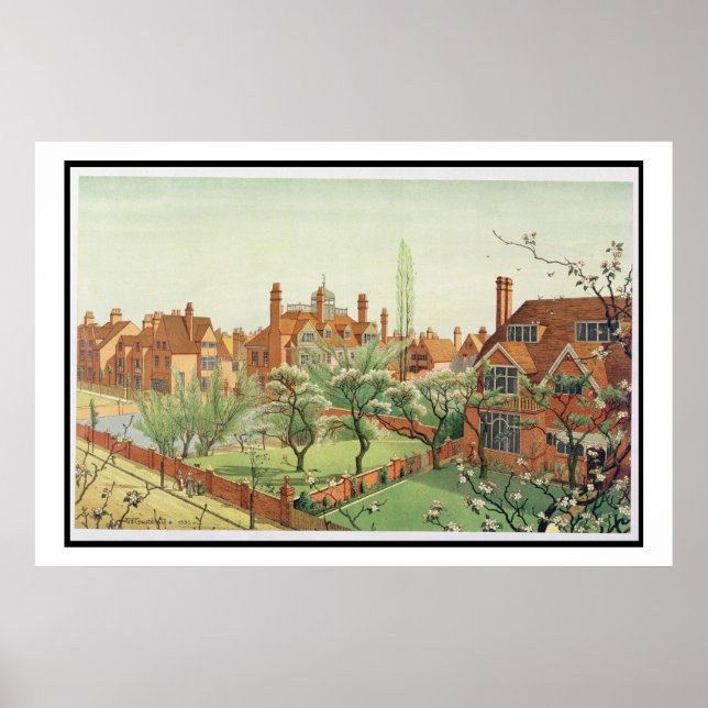 Poster Vue sur Bedford Park, 1882 (litho couleur) (Devant)