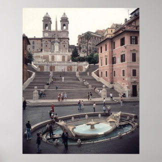 Poster Vue sur la Place d'Espagne ou Scalinata