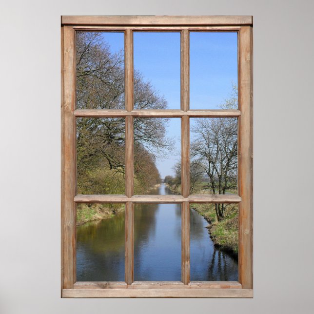 Poster Vue sur la rivière à partir d'une fenêtre (Devant)