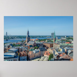 Poster Vue sur le centre ville de Riga d'en haut