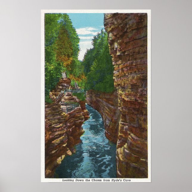 Poster Vue sur le chaos Ausable de la grotte de Hyde (Devant)