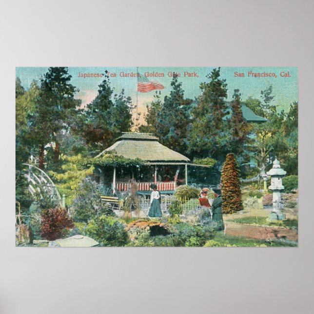 Poster Vue sur le jardin japonais de thé (Devant)