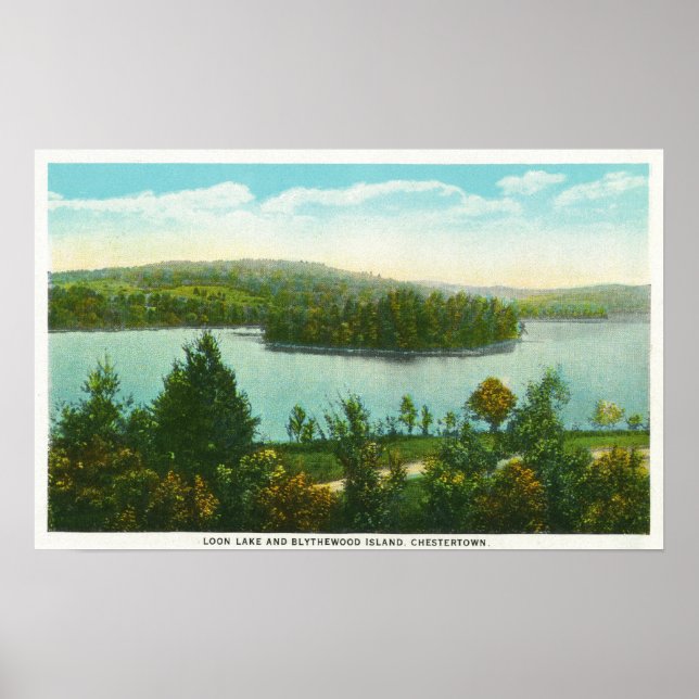 Poster Vue sur le lac Loon et Blythewood Island (Devant)