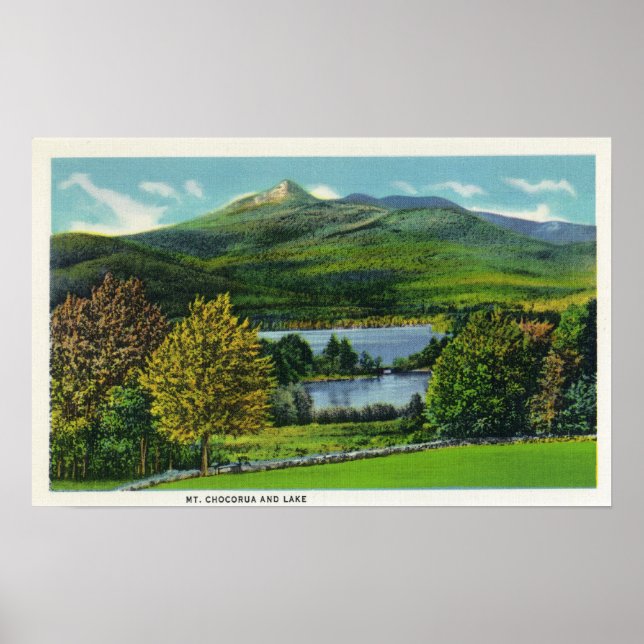 Poster Vue sur le Mont Chocorua et le lac (Devant)